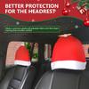 4 PCS Santa Claus Hat Car Seat Headrest Covers, Christmas Soft Car Seat Head Rest Covers, Cute Headrest Protector, Creative Christmas Car Decoration,