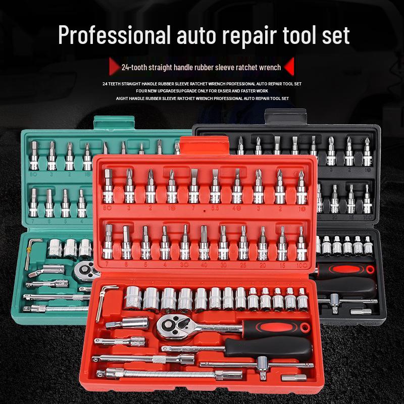 46-Piece Auto Repair Ratchet & Socket Wrench Set for Car & Home Use