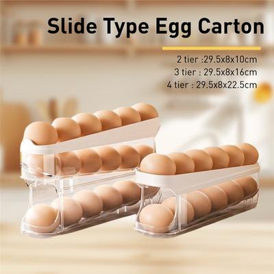 Slide Type Egg Carton Double Automatic Egg Roller Refrigerator Side Door Egg Storage Kitchen Countertop Egg Holder