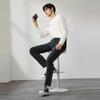 Qipai Men's Washed Straight-Leg Jeans with Island Velvet