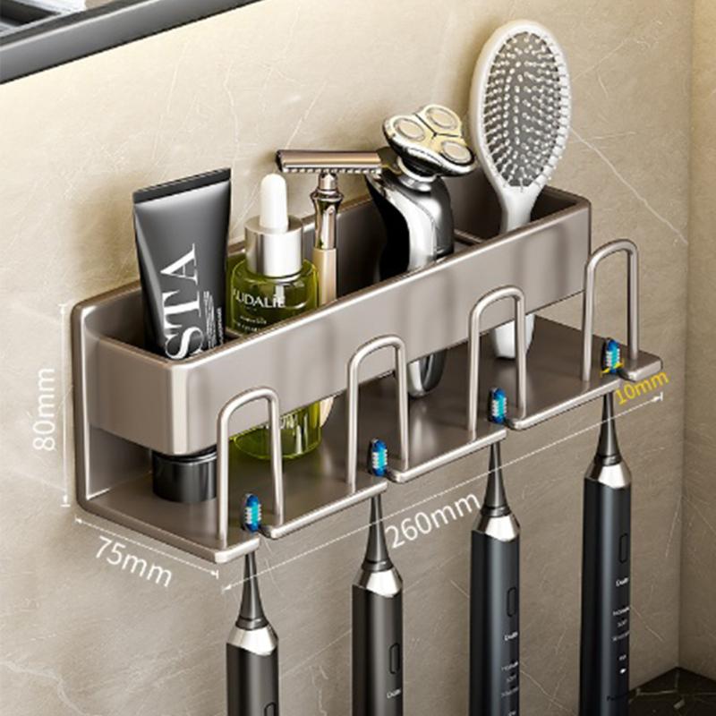 Bathroom Electric Toothbrush Rack Large Space Punch-free Wall-mounted Tooth Brush Stand For