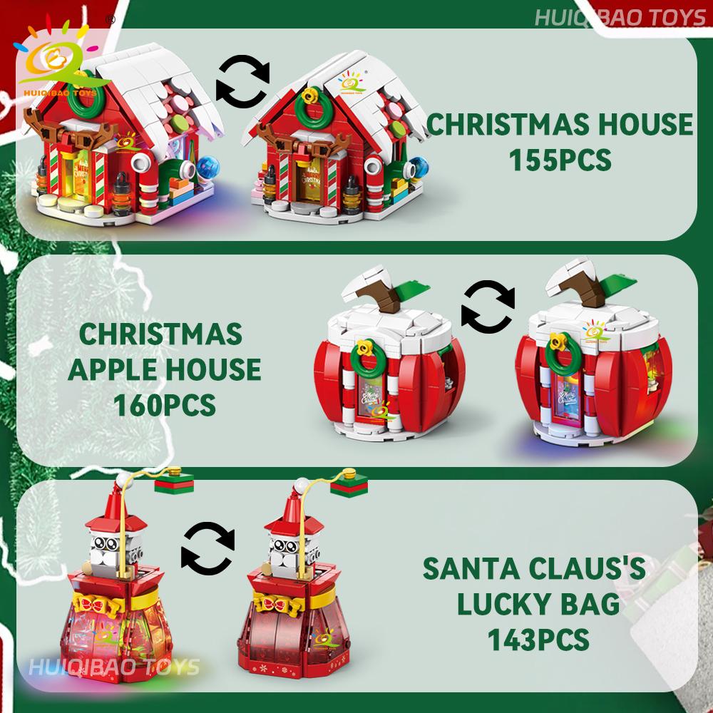 Xmas Apple Tree Santa Claus featuring LED Muisc Model Construction Brick DIY Snowman Bricks Playthings designed for Children Adult Present