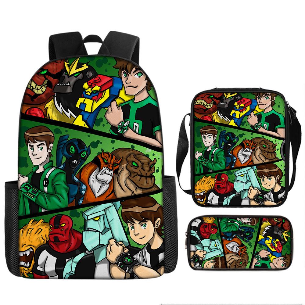 Less Hacker Backpack Ben 10 Student School Bag Anime Cartoon Backpack Lunch Bag Satchel Pencil Case