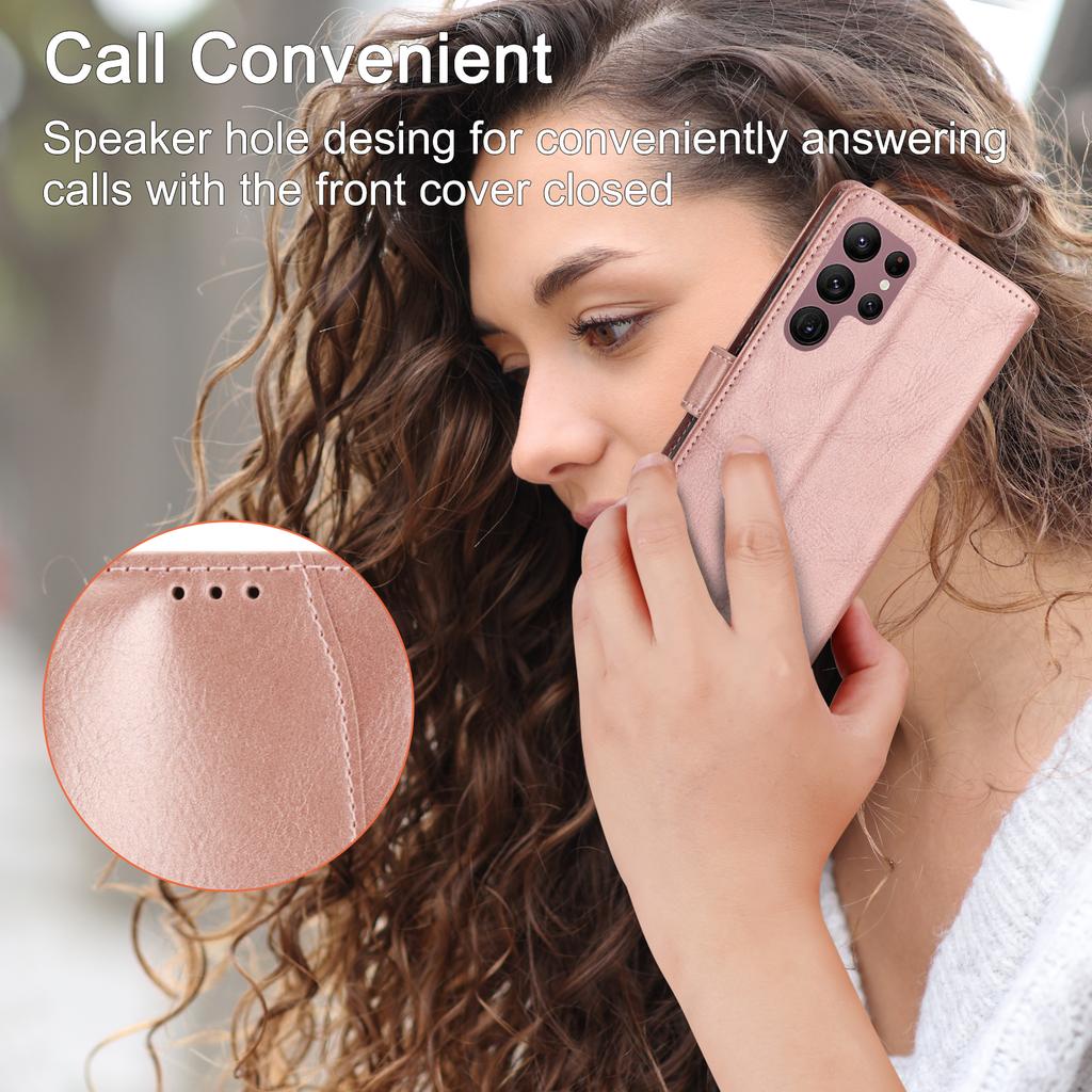 For Samsung Galaxy S25 Ultra Case Zipper Pocket Leather Phone Cover with Crossbody Shoulder Strap