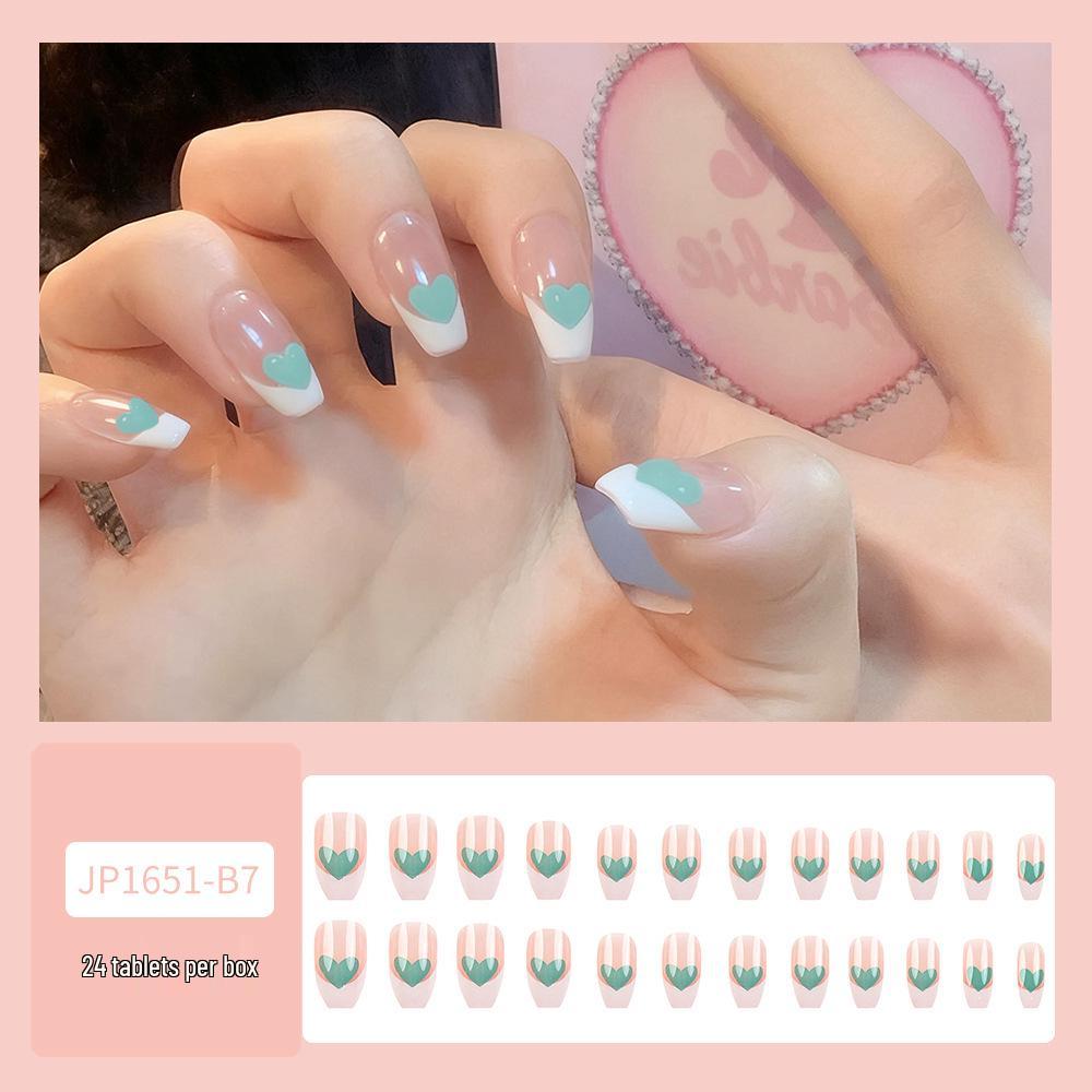 Reusable Blush Nail Art Set: 24 Detachable Wearable Nail Stickers