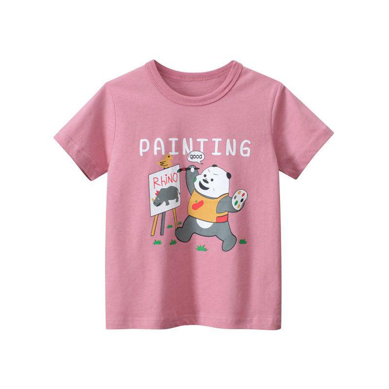 27Home Brand Export Kidsren's Clothing 2026 Summer New Style Kidsren's Pure Cotton Printed Short-Sleeved T-Shirt Baby Girl Clothes