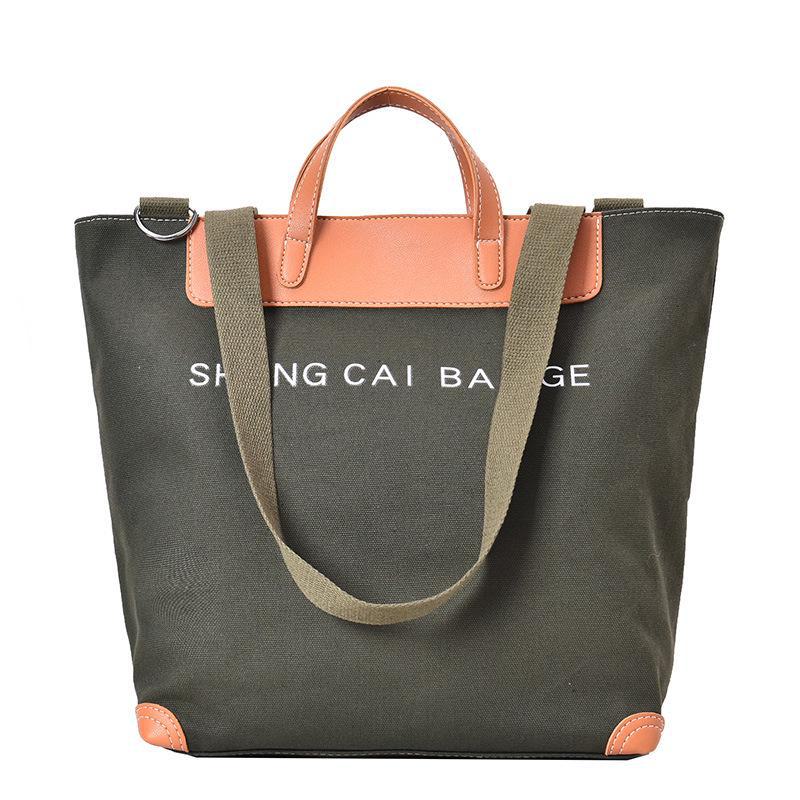Women's 2025 Cross-Border Large-Capacity Canvas Shoulder Tote Bag for College Students