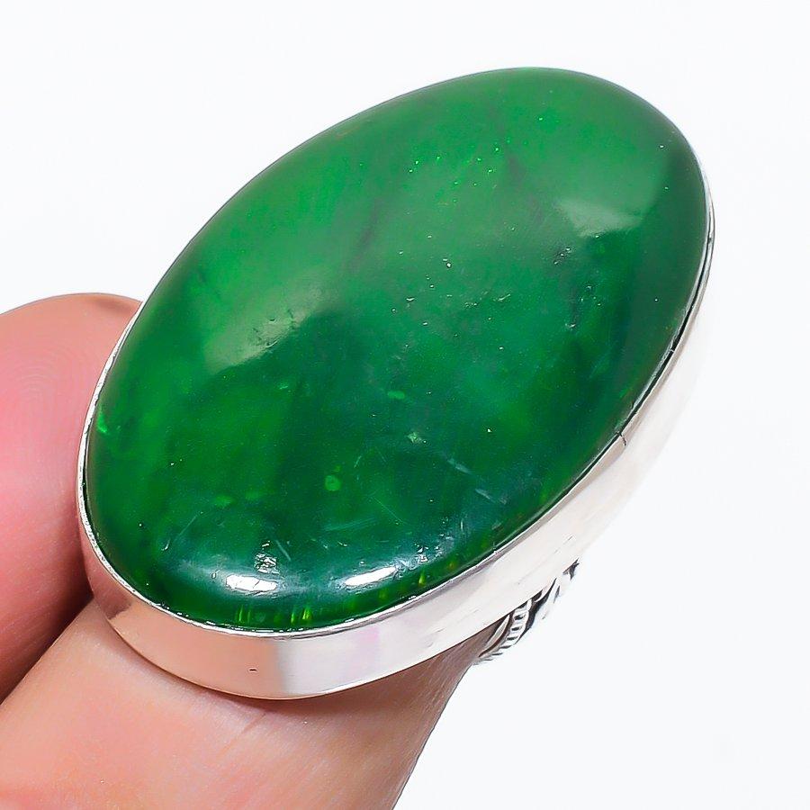 

Natural Green Labradorite Gemstone 925 Sterling Silver Jewelry Ring Size 6 g5t92