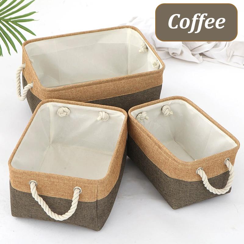 סל אחסון מוצרי בית וצרכים שונים סל מיון קופסת ארגון מתקפלת מבד פשתן הלבשה תחתונה גרביים צעצועים סלי אחסון רב-תכליתיים