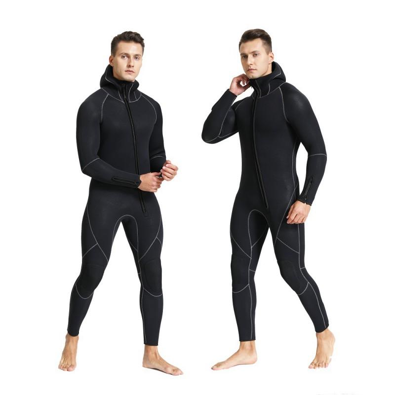 Diving Wetsuit 5mm Men Full Body Hooded Front Zip Warmth Thermal Neoprene Scuba Snorkeling Swimming
