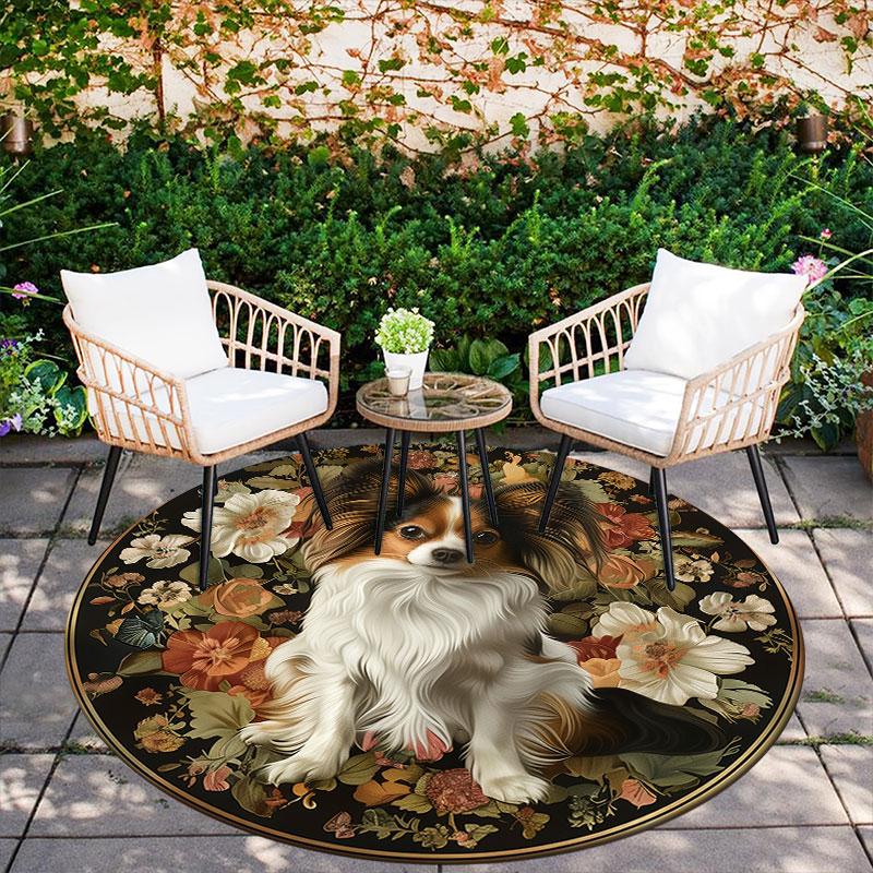 Butterfly Dog Pattern Round rug,Carpet Rug for Living Room Bedroom Playroom ,Non-slip Floor Mat,Holiday Gifts and Birthday Gifts.