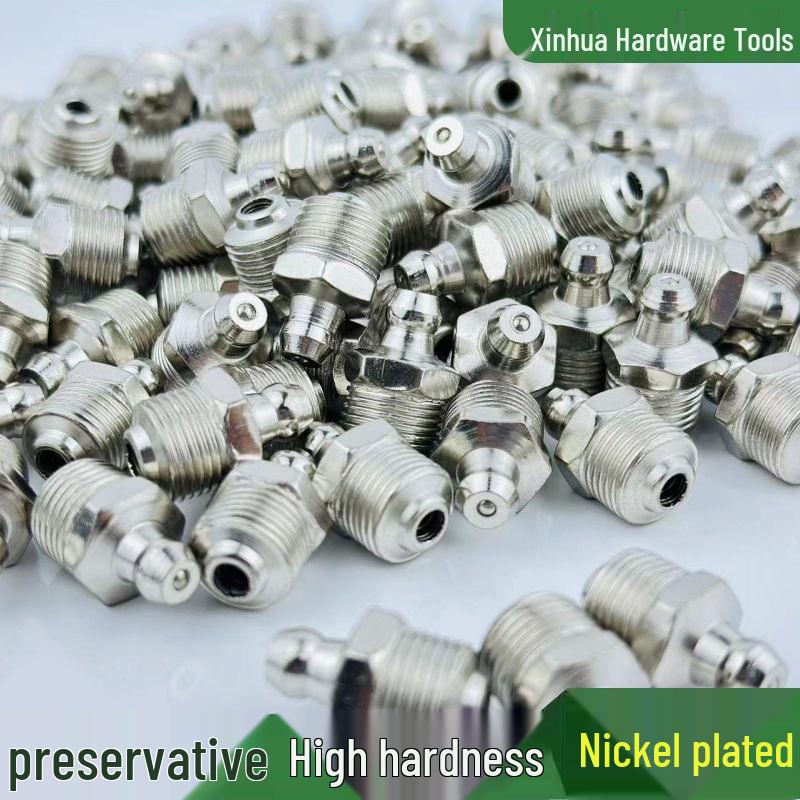 Iron/Nickel Plated Copper Grease Nipple, Carbon Steel, M6/M8/M10, 45°/90° Angled & Straight for Excavators
