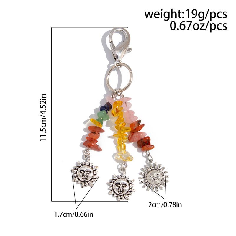 Y2K Exquisite Stylish Stars Sun Moon Key Chains For Women Glass Bead Stone Bags Key Rings Accessories Couple Keychains Jewelry
