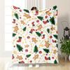 Cozy Gingerbread for Man & Christmas Tree Throw Blanket - Soft, Warm Polyester for Sofa, Camping, Office Naps