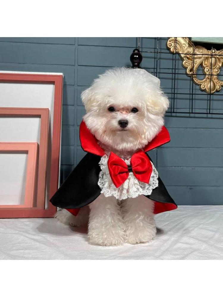 Dogs Halloween Vampire Cape Prince Puppy Pet Cosplay Clothes for Small Medium Dogs Christmas Dress Up Festival Outfits