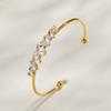 Classic Heart Zircon Cuff Bracelet for Women 18K Gold Plated Stainless Steel Open Bangle Simple Fashion Jewelry Gift