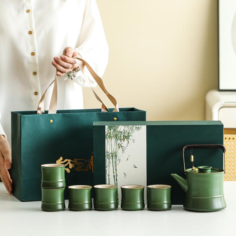 Tea Ceremony Guanzhu Beam Pot Tea Set High-end Birthday Gifts for Elders, Leaders, Men and Women