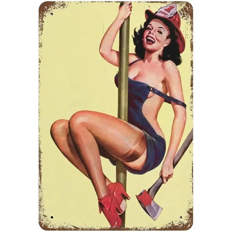 Pin-Up Girl Metal Sign, Vintage Wall Art Decor 30x20cm
