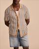2025 Summer European and American Men's Casual Striped Hollow Knit Polo Shirt BK0068
