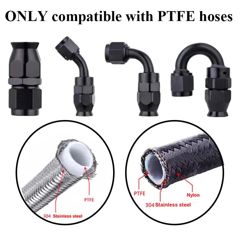 180 Degree AN3 AN4 AN6 AN8 AN10 AN12 Car Hose End Fitting Hose Adapter For Swivel PTFE Oil Fuel Line Aluminium Alloy
