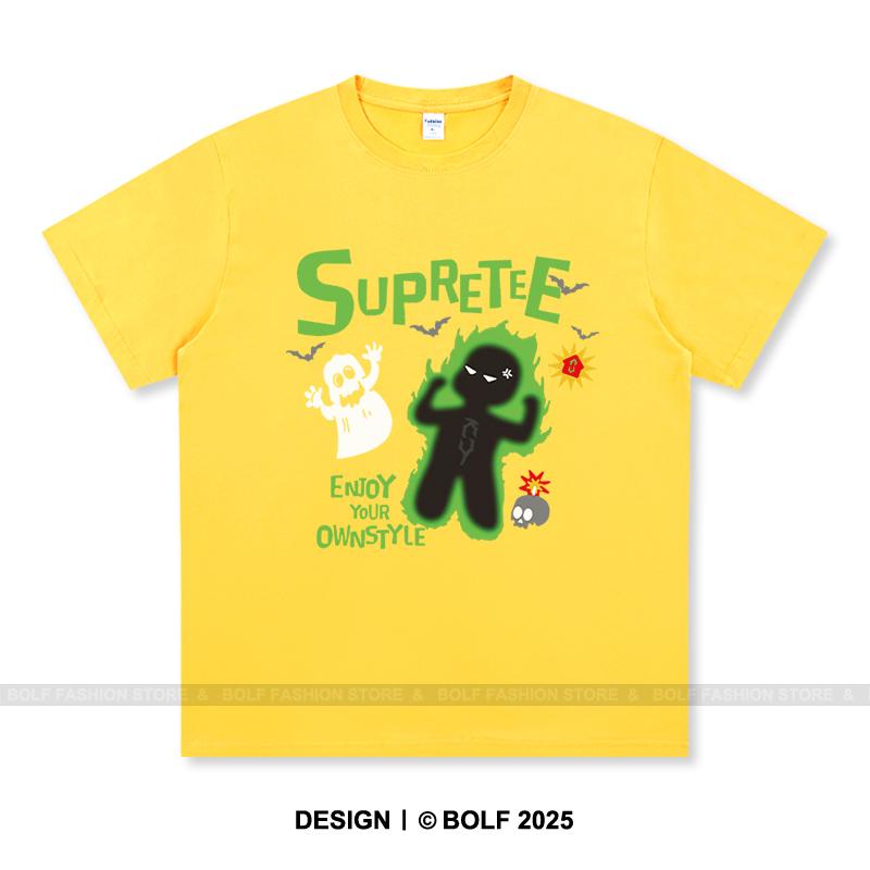 Women's Supretee Printed T-Shirt 100% Cotton Oversized Brand Logo Graphic Tees for Men Summer Tops Urban Streetwear