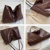 Vintage Large Capacity Tote Bag PU All-match Shoppoing Bag Women Girls Shoulder Bag Daily Life Commuting Bag