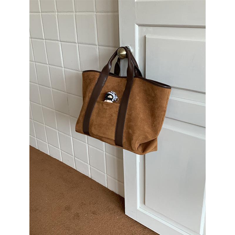 

Meat Meat Chen New Women s Bag Retro Suede Large Capacity Handbag Simple Trendy Tote Big Bag Standard коричневий