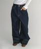RONRON Patch Roll Up Denim Pants Green Check