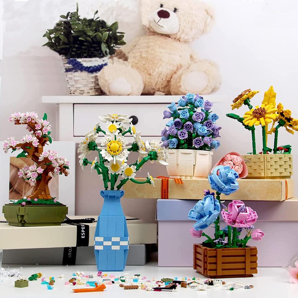 POSO Building Micro Potted Everlasting 3D Assembly Room Everlasting Christmas Gift for Adults Blocks, Blocks, Bonsai, Plant, Houseplant, Flower,