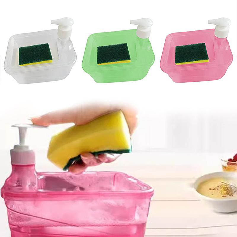 Hand Soap Dispenser Automatic Soap Dispenser And Scrubber Holder With Sponge 2-In-1 Liquid Soap Dispenser With Dishwashing Brus