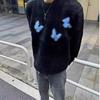 Dark Butterfly Jacquard Sweater Unisex Winter Soft Faux Mink Knit Top Loose Fit Couples