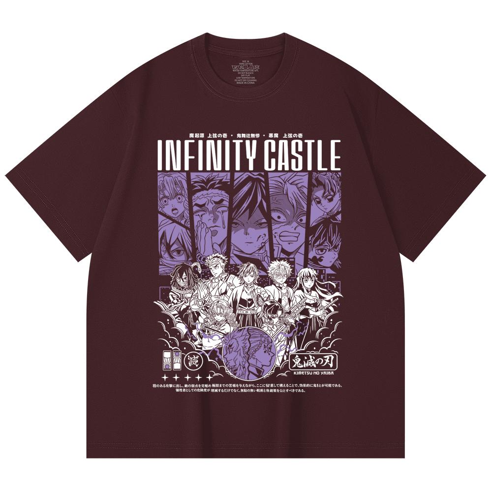 230 Gsm 100% Cotton Demon Slayer V90 Infinity Castle Print Unisex Heavy Cotton T Shirt