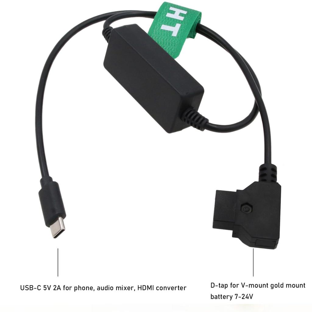 HangTon 60cm USB 5V 2A Power Cable for Blackmagic Micro HDMI Sound Devices and Cinematic Wireless Transmitter D-Tap Type-C Converter, MixPreII,