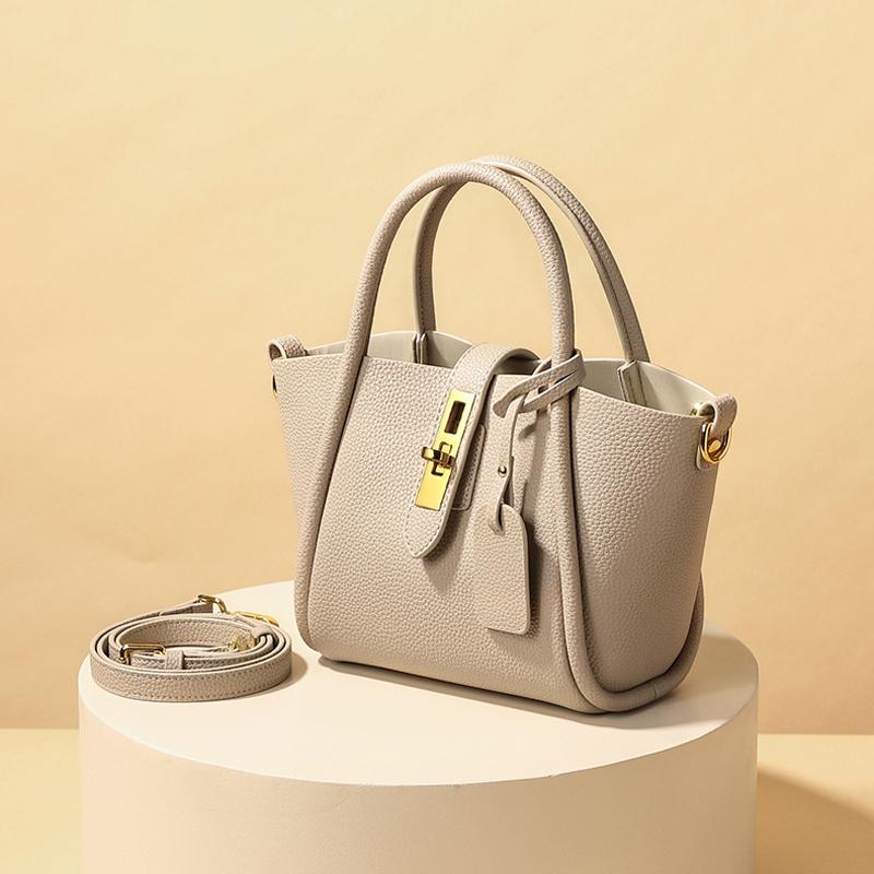 Äkta läder Liten Väska Kvinnor Mini Handväska 2023 Ny Äkta Läder Damväska Hinkväska Dam Sommarhandväska Messenger Bag