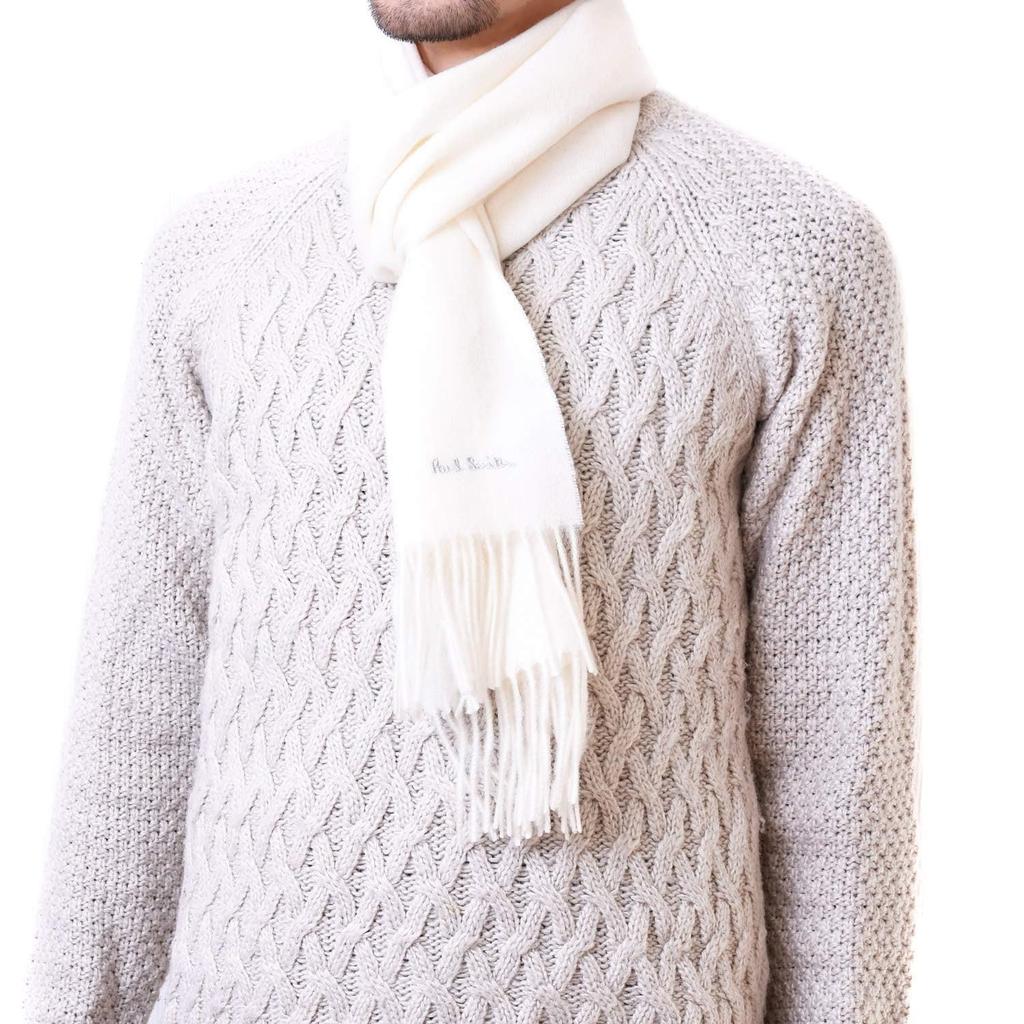 Paul Smith Lambswool Gift 166x26cm No 100% Scarf/Stole, Wrapped/Personalized, Unisex, Embroidered, (White (01), Personalization) [Used]