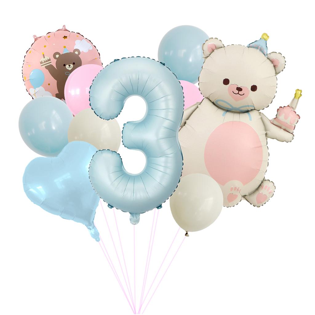 Bobby Blue Cyfrowy Matowy Magiczny Tort Miś Balon z Folii Aluminiowej Zestaw Dziecięca Dekoracja Balonowa na Urodziny