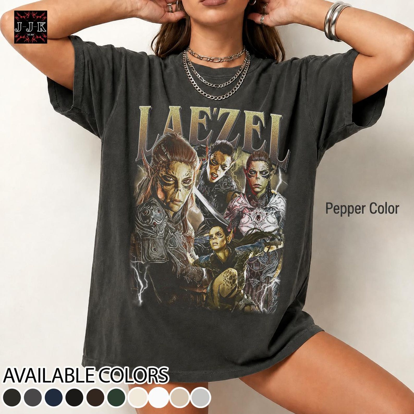 Lae zel Baldur s Gate 3 T-Shirt: Retro 90s Style Unisex Tee L