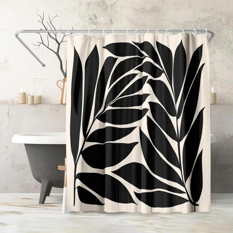 

71X74 Botanical Shower Curtain - Water-Resistant Long Shower Curtain With Durable Metal Grommets And 12 Hooks W60H190(CM)-1 Pcs