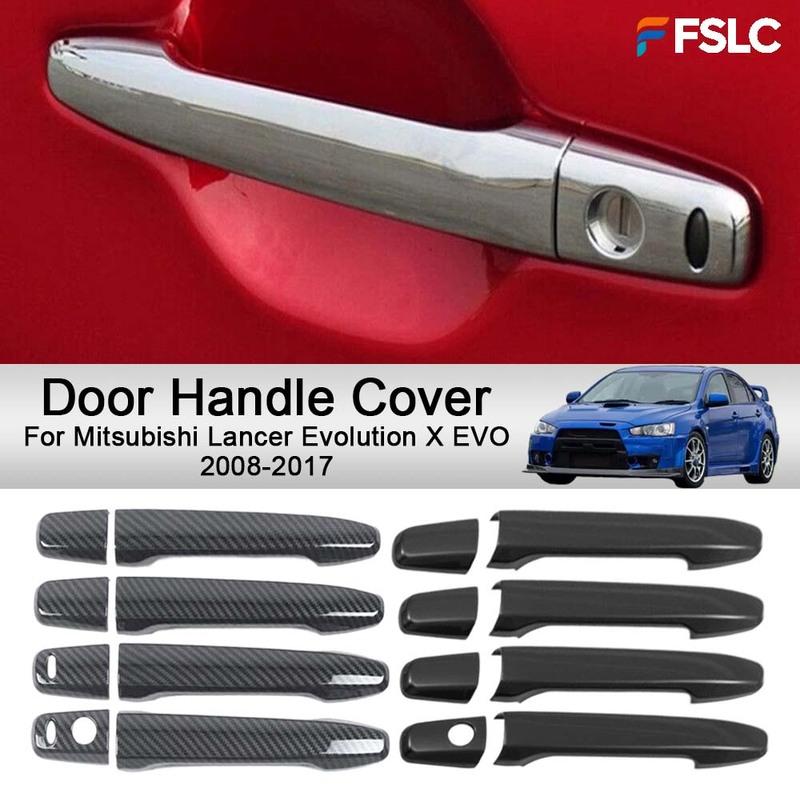 Carbon Fiber  Stickers Door Handle Cover For Mitsubishi Lancer Evolution X EVO 2008-2017 Cars Accessories Styling Modify A Car