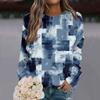 Ladies' Casual Long Sleeved Retro Floral Print Round Neck Raglan Top Pullover Sweater