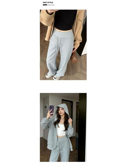 Autumn 2025 Women's High-Waisted Wide-Leg Floor-Length Sweatpants: Loose-Fit, Casual, Draped Style.