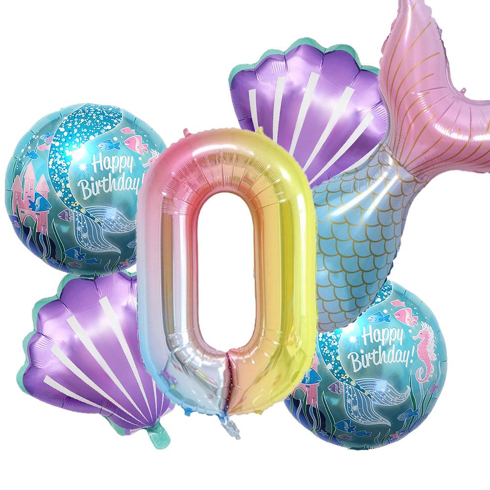 Mermaid Balloon 32 inch Digital Aluminum Foil Balloon Children's Birthday Party Decoration Baby Shower Decoration