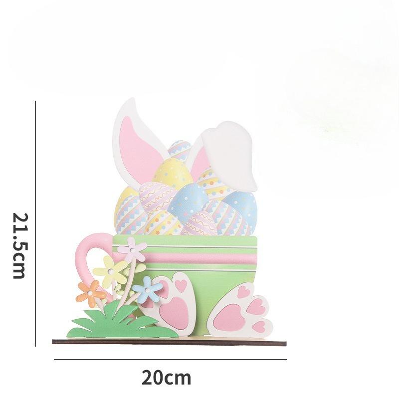 Easter Decorations - Multi-layered Easter Bunnies and Easter Eggs Wooden Display Pieces - Home Party Gifts