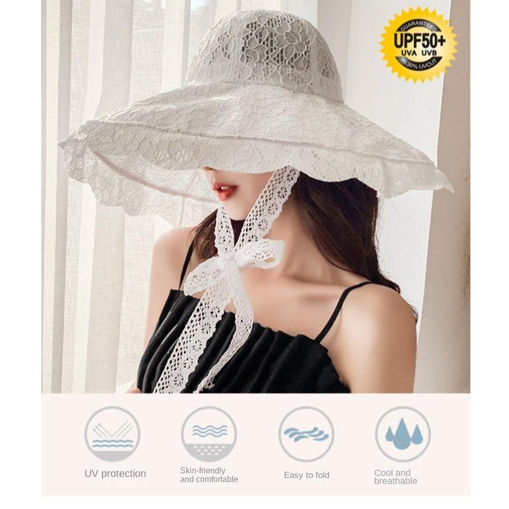 UV-Schutz Sonnenkappe Spitze Sonnenschutzhut Sommer Bucket Hat für Damen