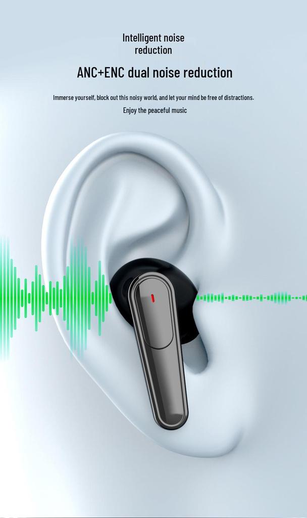 Wireless Bluetooth Noise-Cancelling TWS Sports Earphones with Dual Microphones and Ultra-Long Battery Life.
