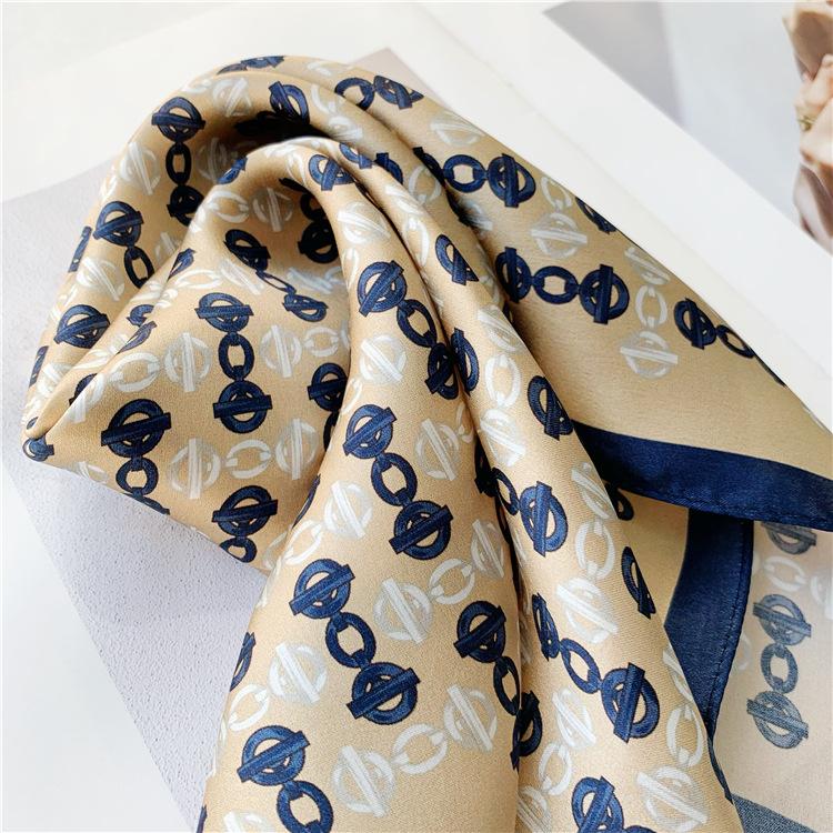 53*53 см квадратный шелковый шарф женский модный принт маленький шейный платок офисный — фото 14