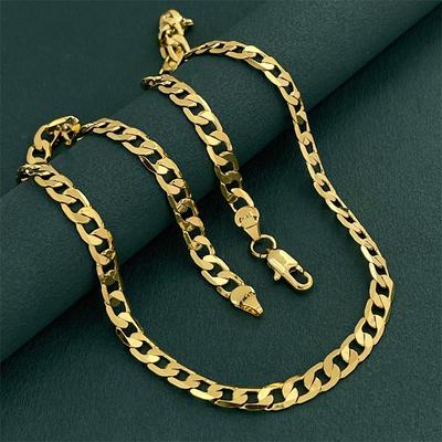 Colier Argint 925 Placat cu Aur 6mm Zale Solide Unisex Reglabil 45-60cm