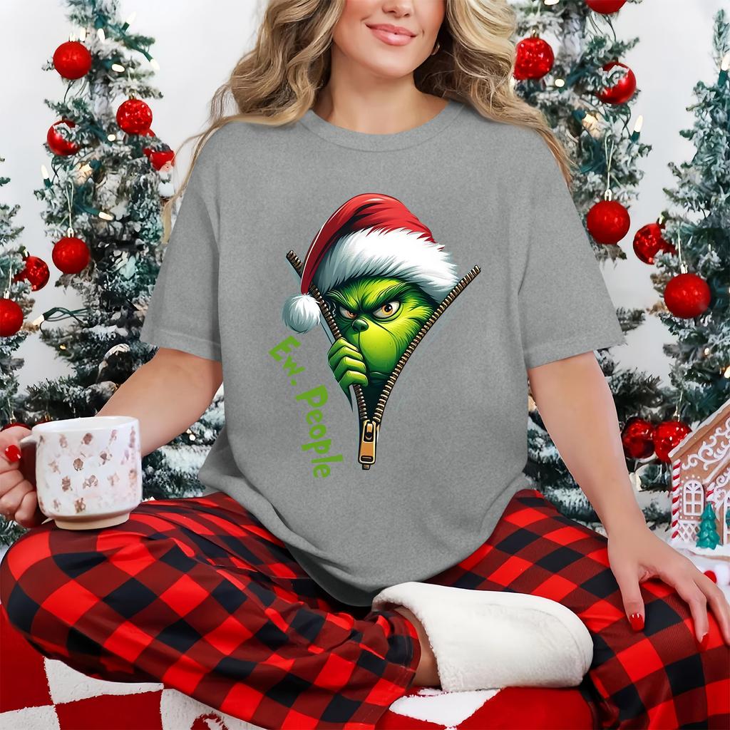 Women's Casual Printed T-Shirt Round Neck Pullover Short Sleeve Top