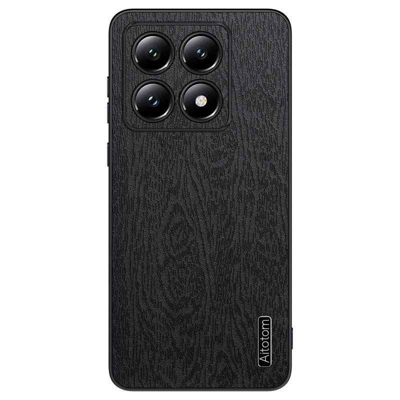 For Xiaomi 14T Pro Case Wood Texture PU Leather Coated PC+TPU Phone Cover