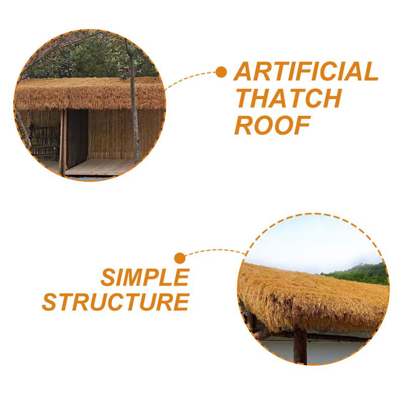 Plastic Synthetic Grass Artificial Thatch Roof Roll for Bar, Outdoor Farmhouse, Roofing, Beach Hut, Home Decor Building Material